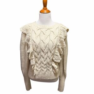 Ulla Johnson Cream Rowena Ruffle Sweater